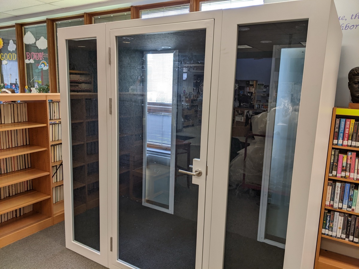 Library privacy pod installation